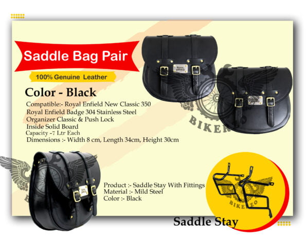 Black Saddle Bag With New Classic 350 Saddle stay (1)