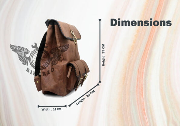 Tan Leather Back pack Dimension